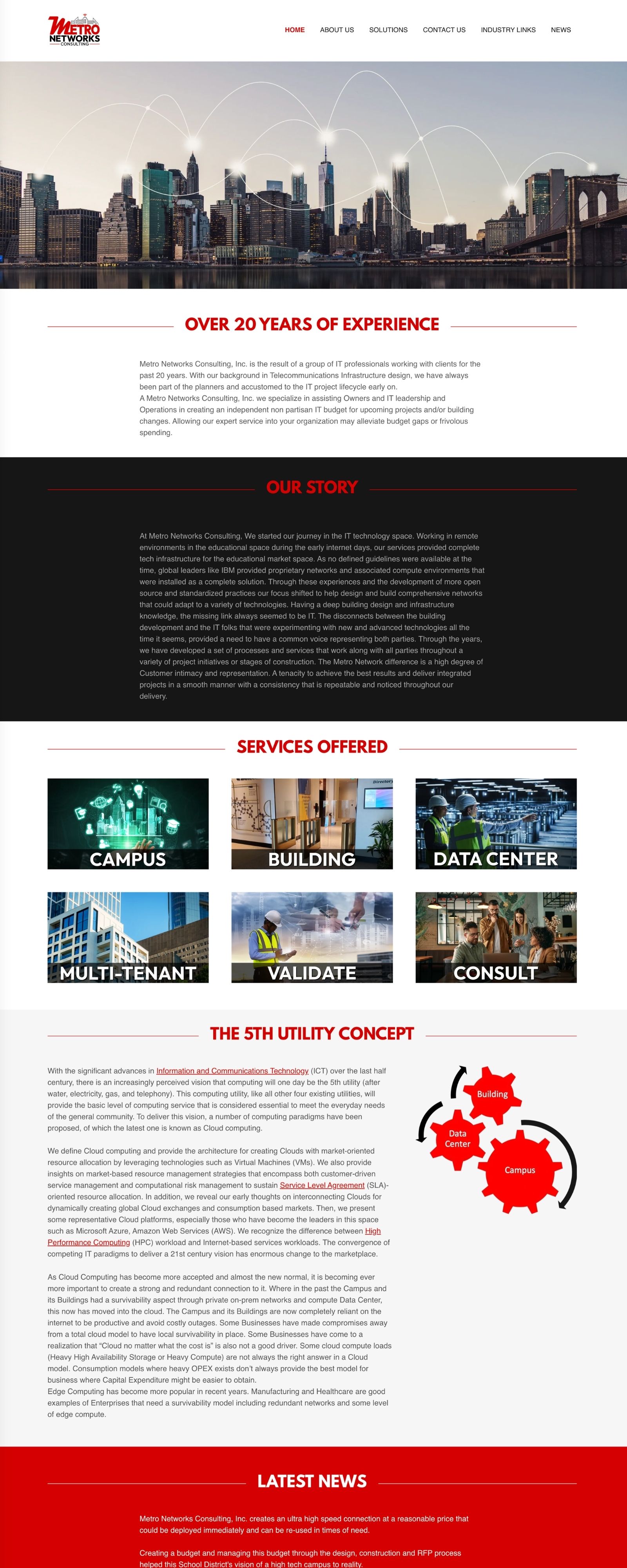 full size screenshot of Metro Networks Consulting website